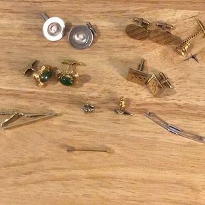 Vintage men’s cuff links and tie bars
